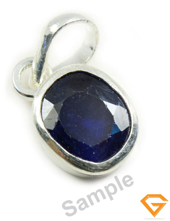 6.25 Ratti Natural Certified Blue Sapphire (Thailand) Silver Pendant